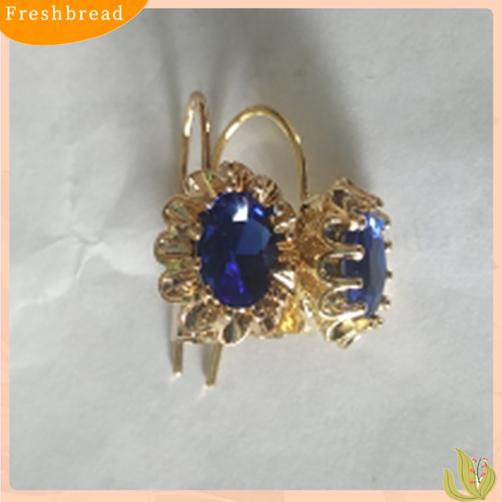 &lt; Freshbread &gt; 1pasang Anting Tindik Fashion Oval Berlian Imitasi Hias Dekorasi Hook Drop Earrings Untuk Kehidupan Sehari-Hari