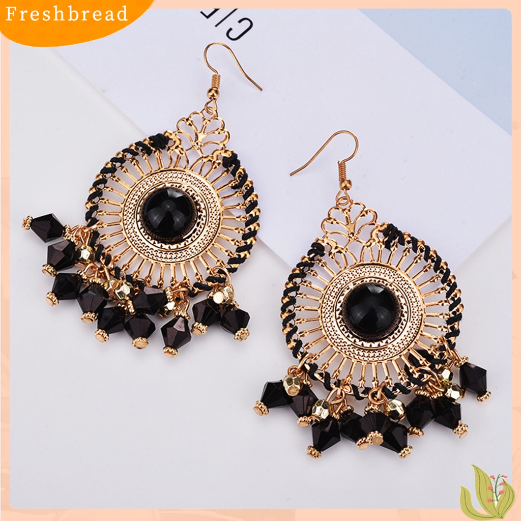 &lt; Freshbread &gt; 1pasang Wanita Anting Kait Warna-Warni Etnik Anti-Cacat Gaya Bohemia Rumbai Drop Earrings Perhiasan Wanita