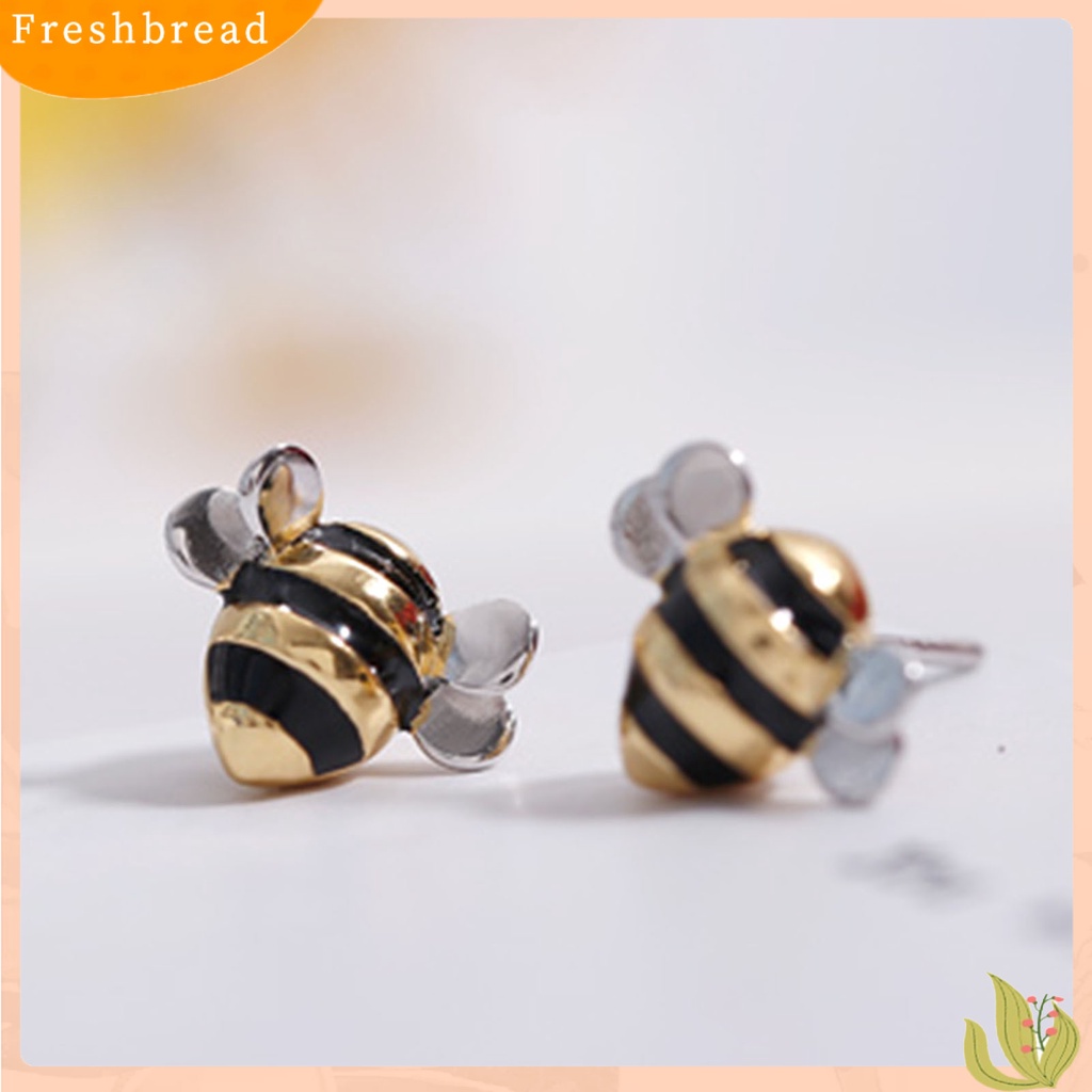 &lt; Freshbread &gt; Anting Tusuk Wanita Bentuk Lebah Perhiasan Tahan Lama Ringan Terang Kilau Telinga Studs Kalung Untuk Pernikahan