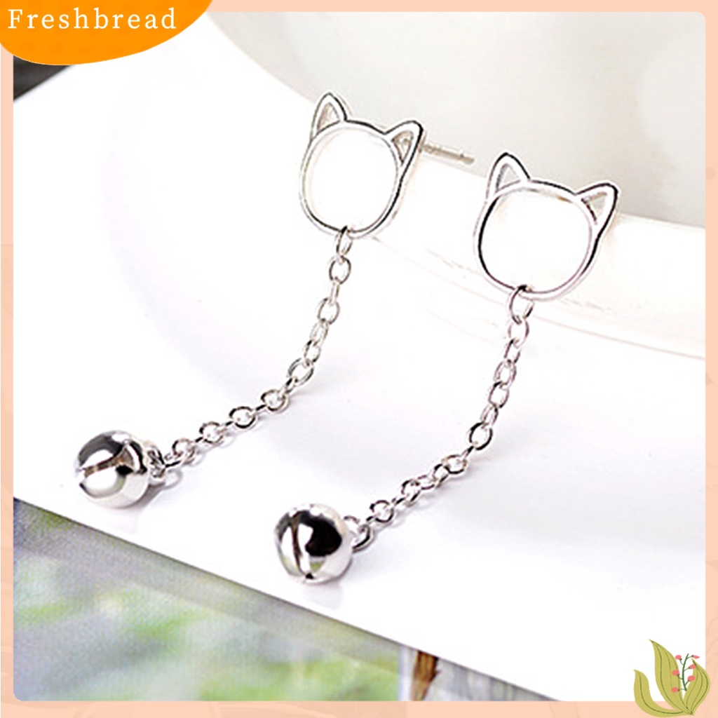 &lt; Freshbread &gt; 1pasang Piercing Ear Stud Anting Tusuk Tema Kucing Hias Tembaga Untuk Pesta