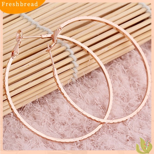 &lt; Freshbread &gt; Wanita Fashion Bulat Lingkaran Besar Hoop Besar Huggie Loop Earrings Perhiasan