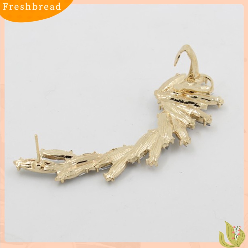 &lt; Freshbread &gt; 1Pc Klip Anting Boho Daun Berlian Imitasi Berlebihan Tahan Lama Berkilau Manset Telinga Untuk Pesta