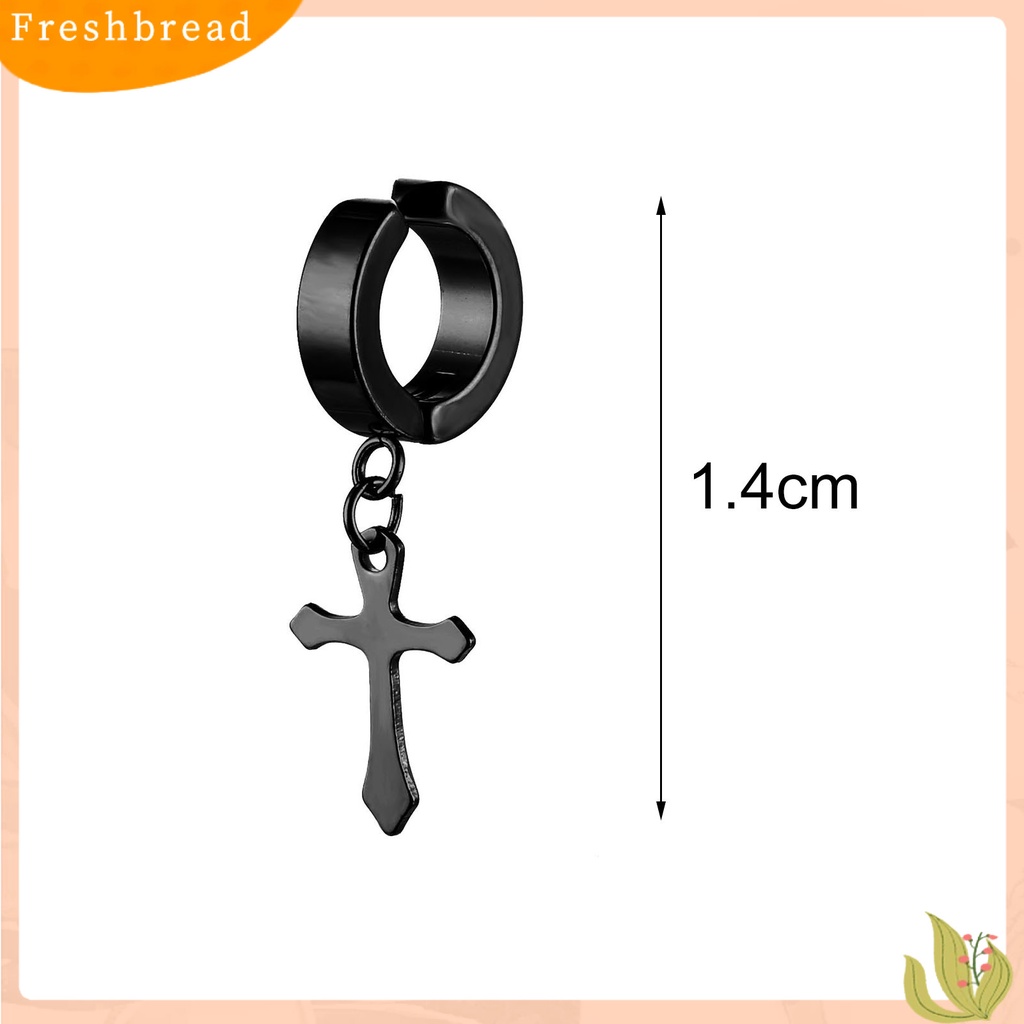 &lt; Freshbread &gt; 1pasang Unisex Menjuntai Anting Cross Hip Hop Perhiasan Simple Bright Luster Hoop Earrings Untuk Pakaian Sehari-Hari