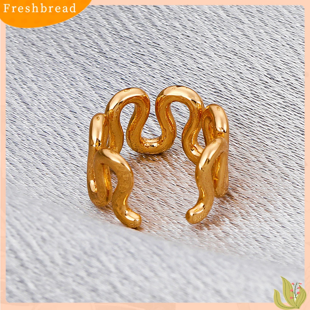 &lt; Freshbread &gt; 1Pc Klip Telinga Bentuk C Yang Tidak Teratur Paduan Berongga Tanpa Tindik Klip Anting Perhiasan Fashion