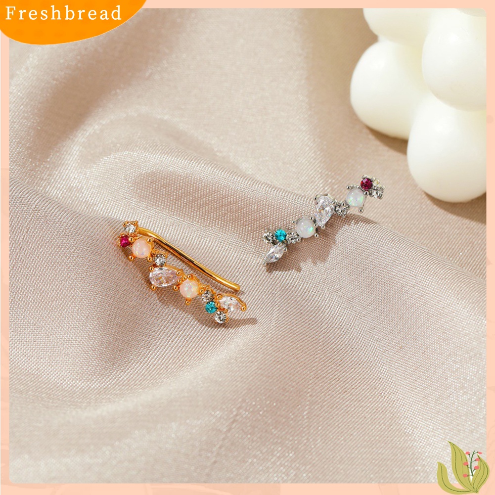 &lt; Freshbread &gt; 1Pc Wanita Elegan Cubic Zirconia Mutiara Imitasi Bersinar Telinga Manset Anting Perhiasan