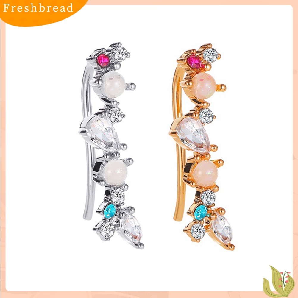 &lt; Freshbread &gt; 1Pc Wanita Elegan Cubic Zirconia Mutiara Imitasi Bersinar Telinga Manset Anting Perhiasan