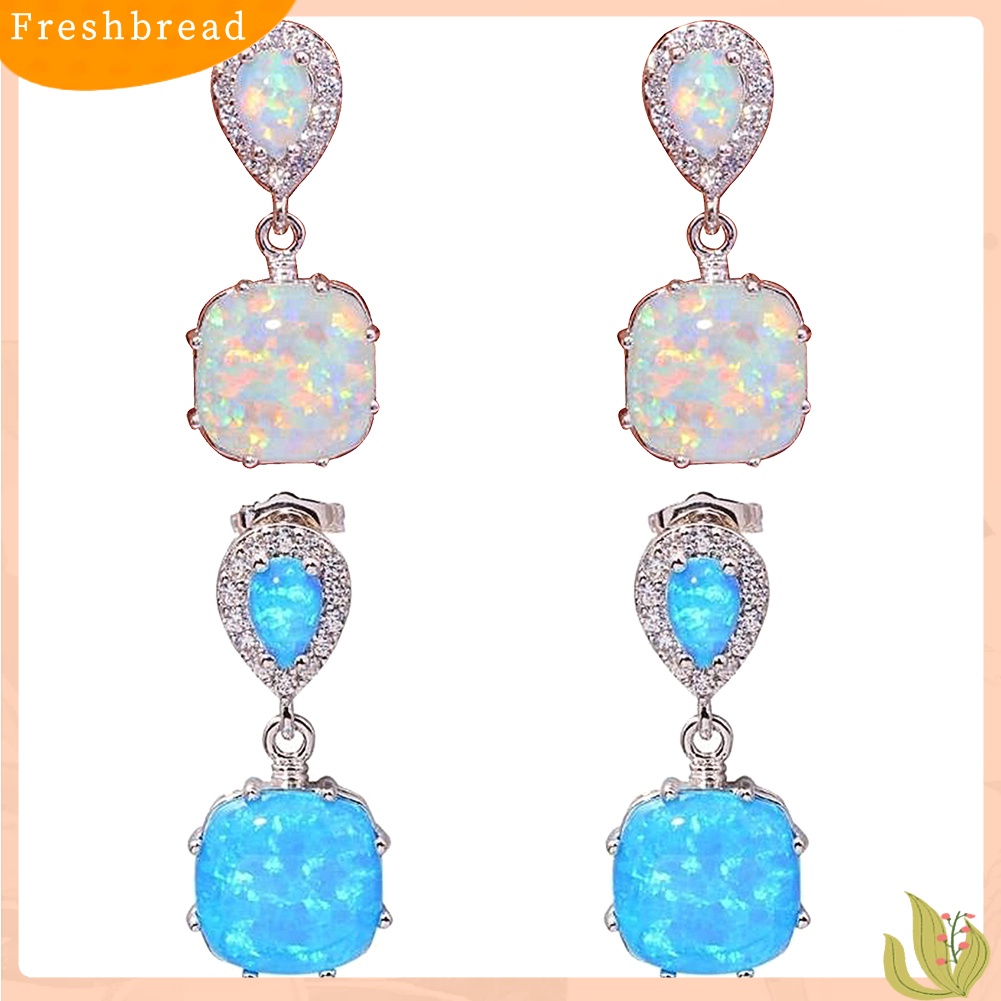 &lt; Freshbread &gt; Fashion Wanita Opal Hias Liontin Telinga Stud Earrings Pesta Perhiasan Aksesori