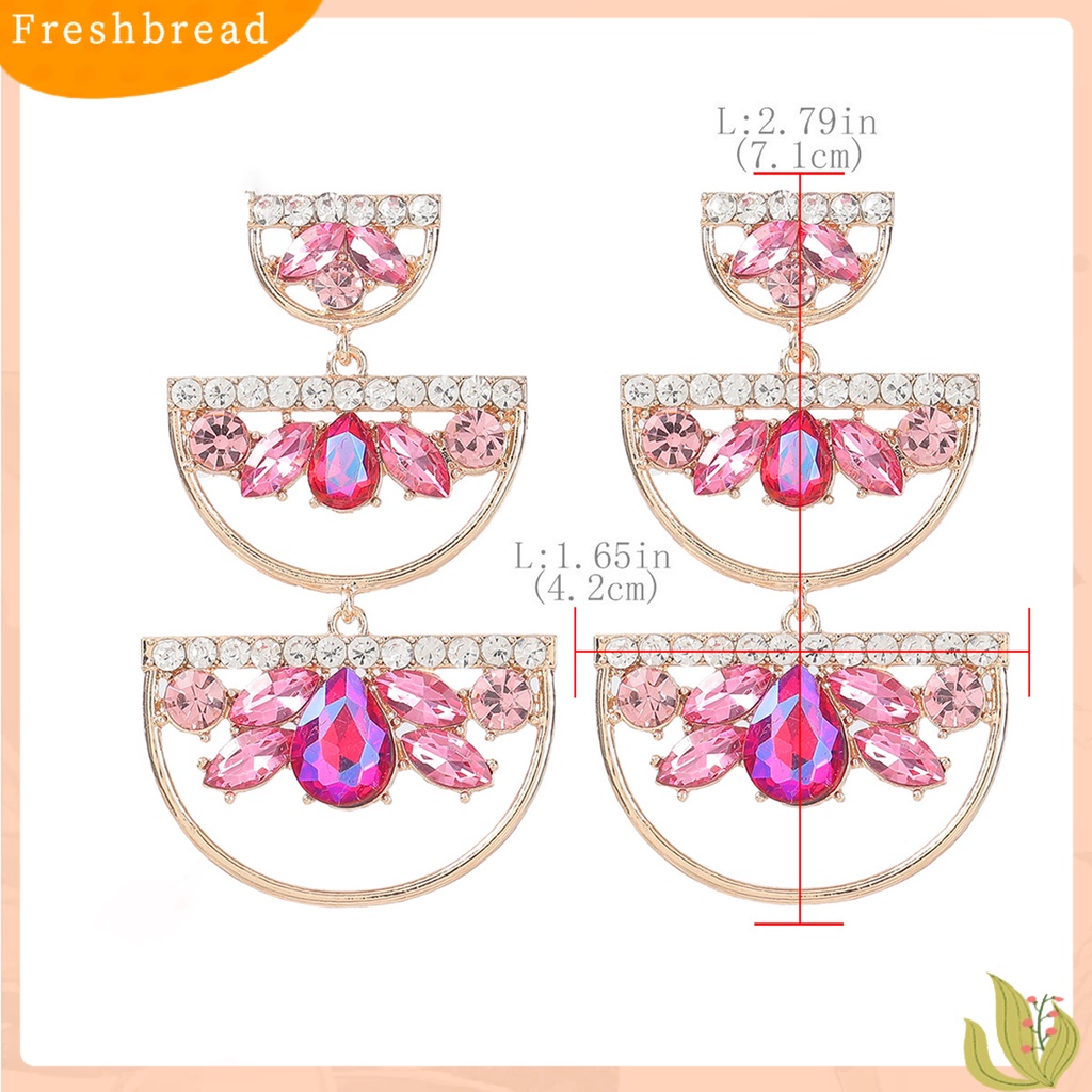 &lt; Freshbread &gt; Anting Warna-Warni Geometris Alloy Setengah Lingkaran Anting Menjuntai Panjang Untuk Wanita