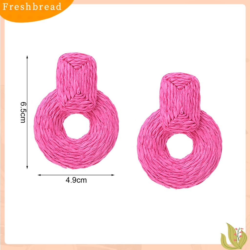 < Freshbread > 1pasang Anting Wanita Bentuk Bulat Warna Senada Perhiasan Gaya Liburan Lingkaran Untuk Pantai