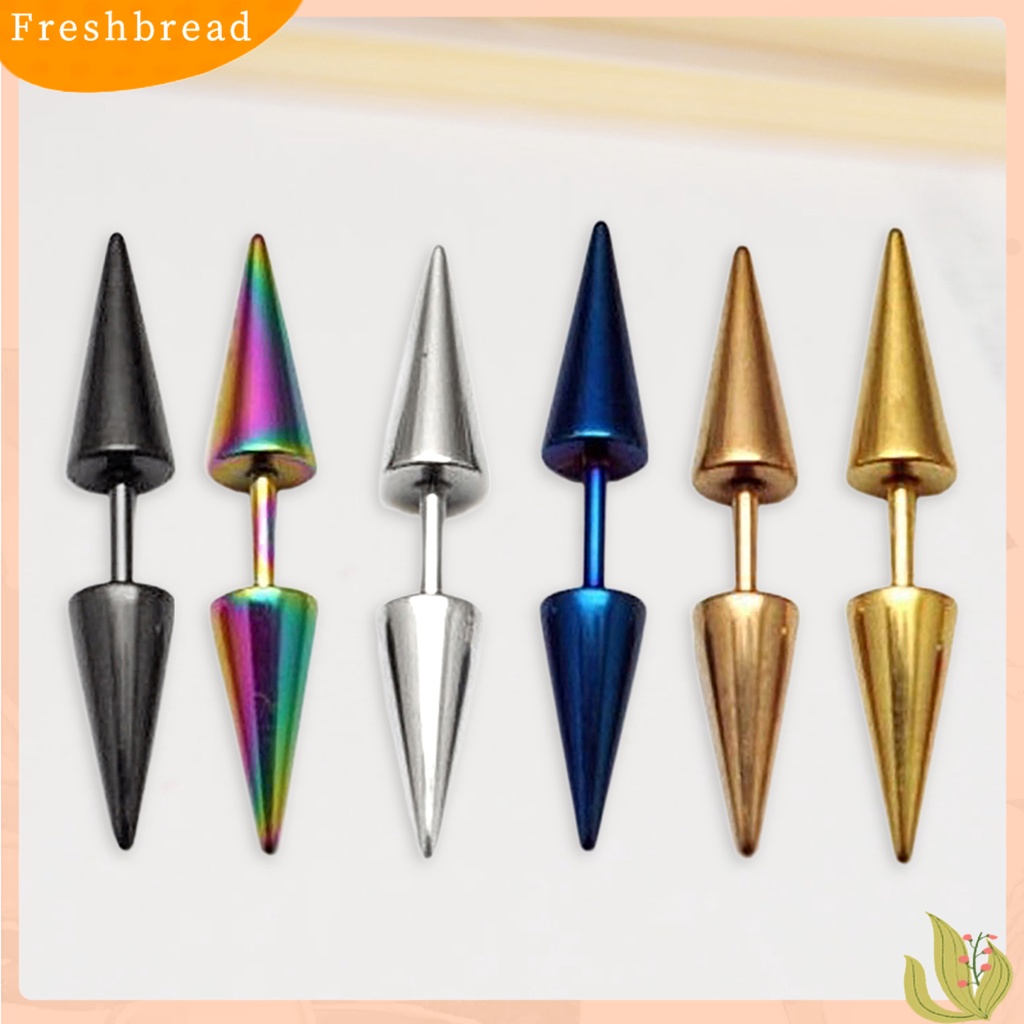 < Freshbread > 1pasang Stud Earring Pengerjaan Halus Wanita Aksesoris Portable Unisex Double Rivet Spike Earrings Untuk Pub
