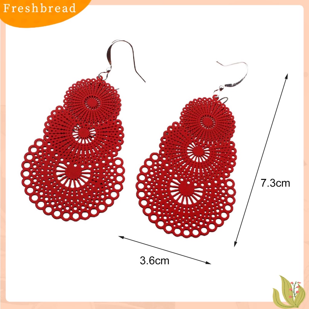 &lt; Freshbread &gt; 1pasang Anting Lady Bulat Hollow Out Liontin Vintage Anting Gantung Untuk Hadiah