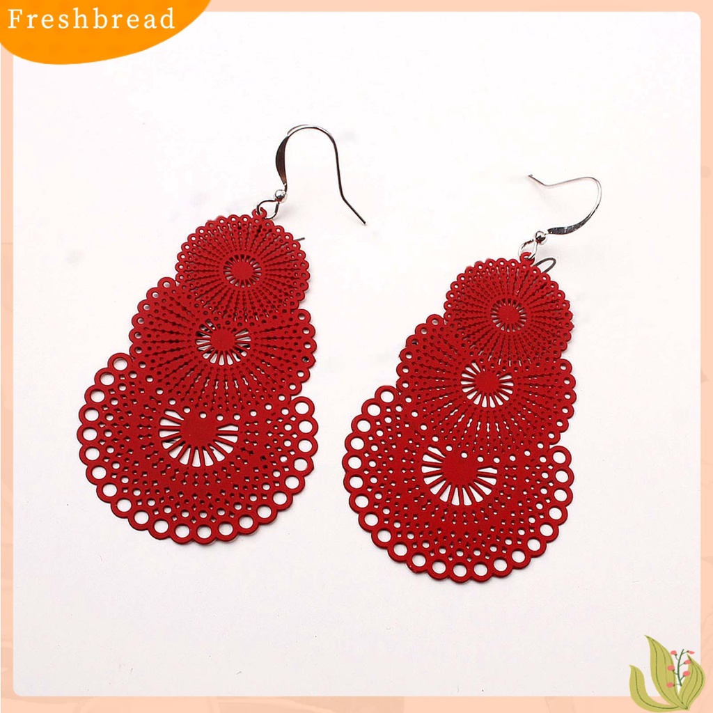 &lt; Freshbread &gt; 1pasang Anting Lady Bulat Hollow Out Liontin Vintage Anting Gantung Untuk Hadiah