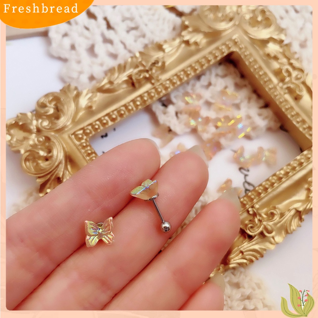 &lt; Freshbread &gt; 3Pcs Ear Studs Eye-catching Menawan Resin Wanita Stud Cincin Telinga Piercing Perhiasan Dekor Untuk Gadis