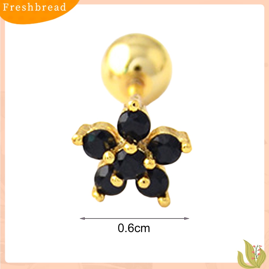 < Freshbread > 1Pc Perhiasan Tusuk Bentuk Bunga Ear Stud Gaya Korea Anting Tusuk Berkilau Untuk Pesta