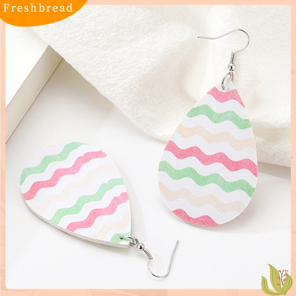 &lt; Freshbread &gt; Fashion Wanita Kulit Imitasi Logam Bentuk Tetesan Air Anting Hadiah Eardrops Menjuntair