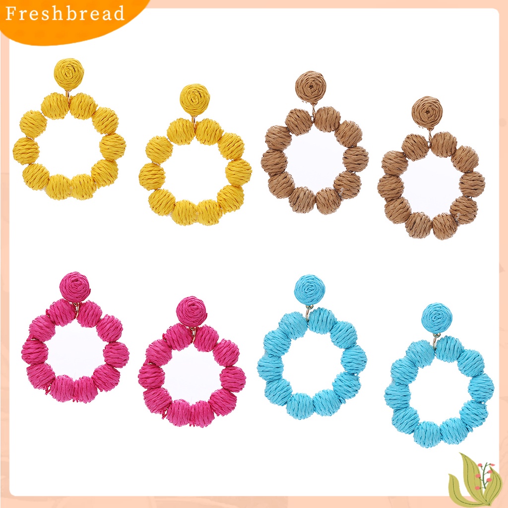 &lt; Freshbread &gt; 1pasang Drop Earrings Bulat Perhiasan Gaya Liburan Bohemian Geometris Menjuntai Anting Untuk Liburan