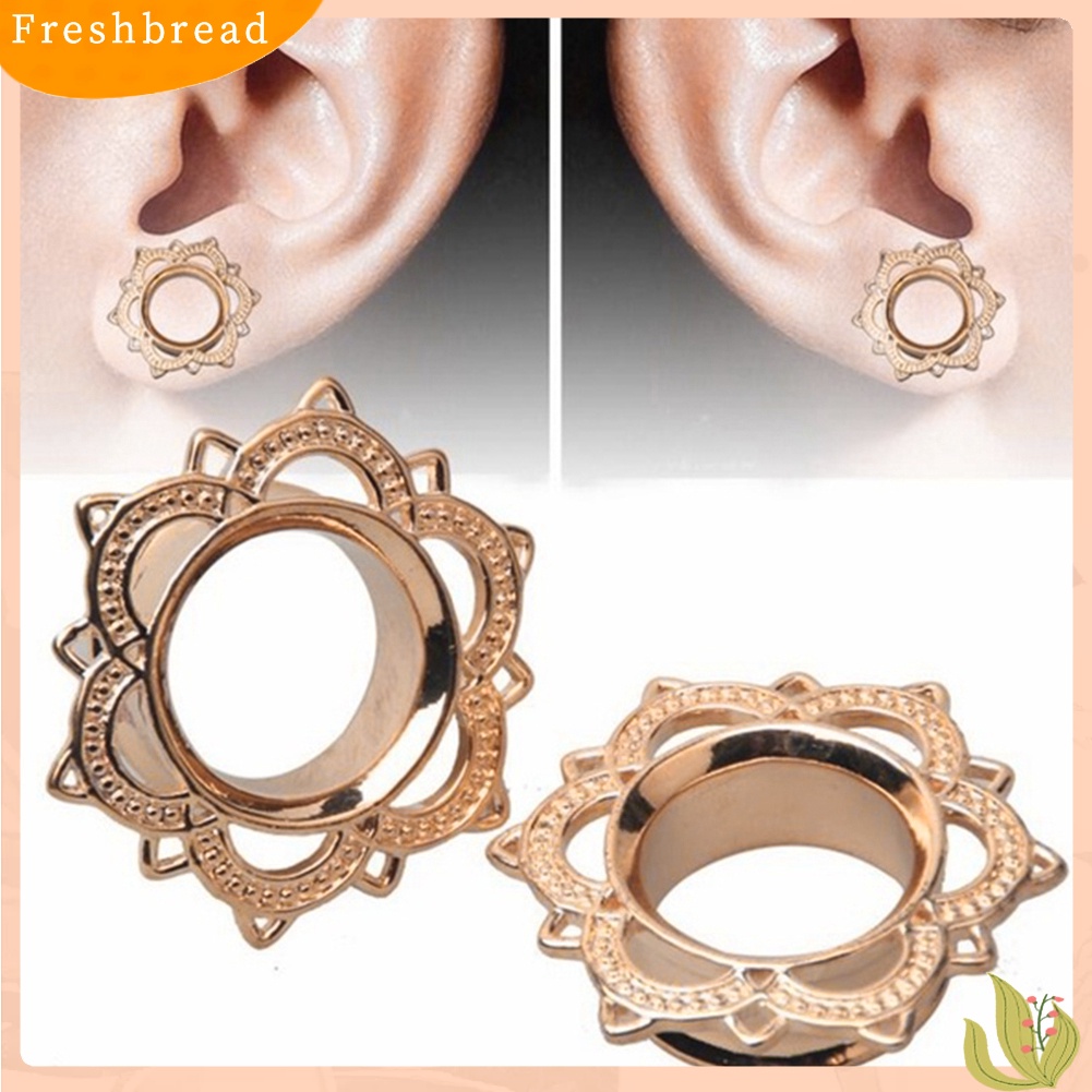 &lt; Freshbread &gt; 1Pc Unisex Bunga Lotus Ear Plug Double Flare Gauge Expander Piercing Perhiasan