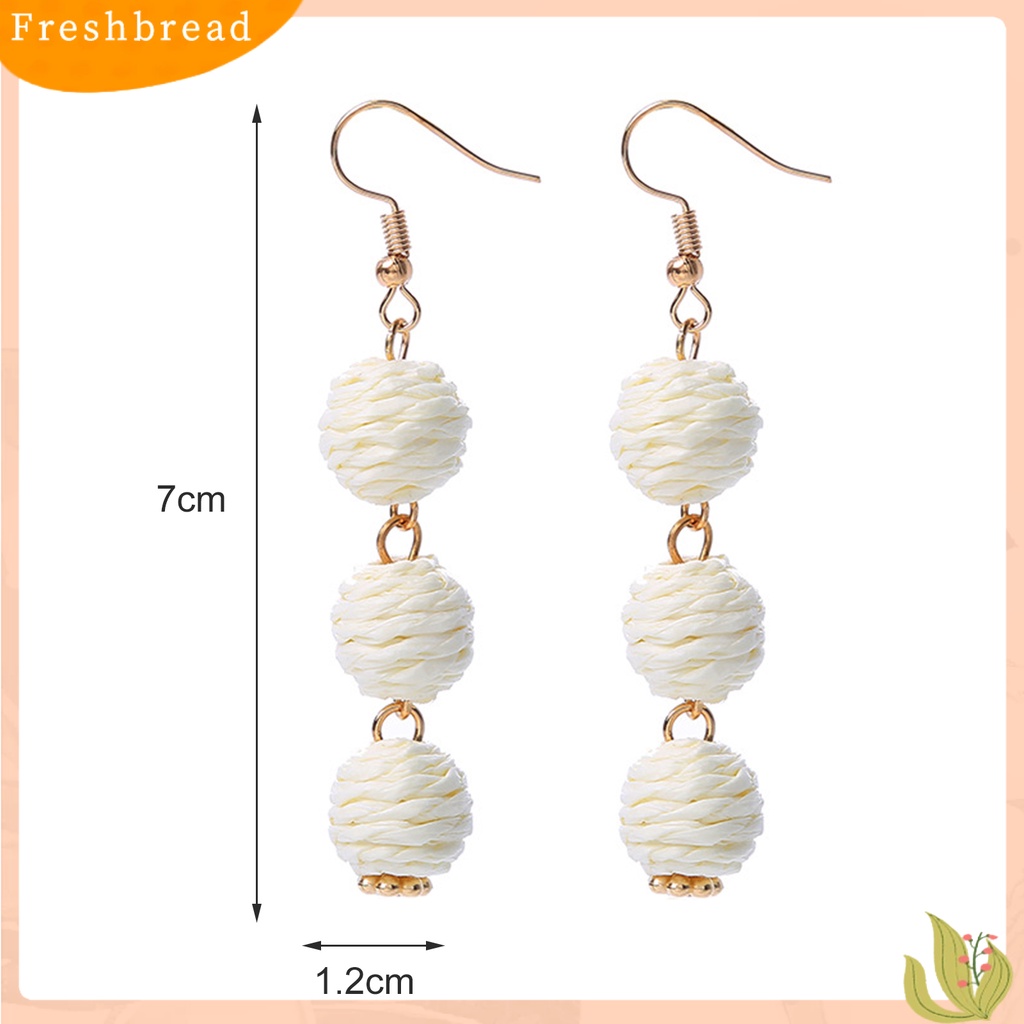 &lt; Freshbread &gt; 1pasang Anting Kait Bulat Menenun Rotan Bohemian Anting Menjuntai Panjang Untuk Liburan