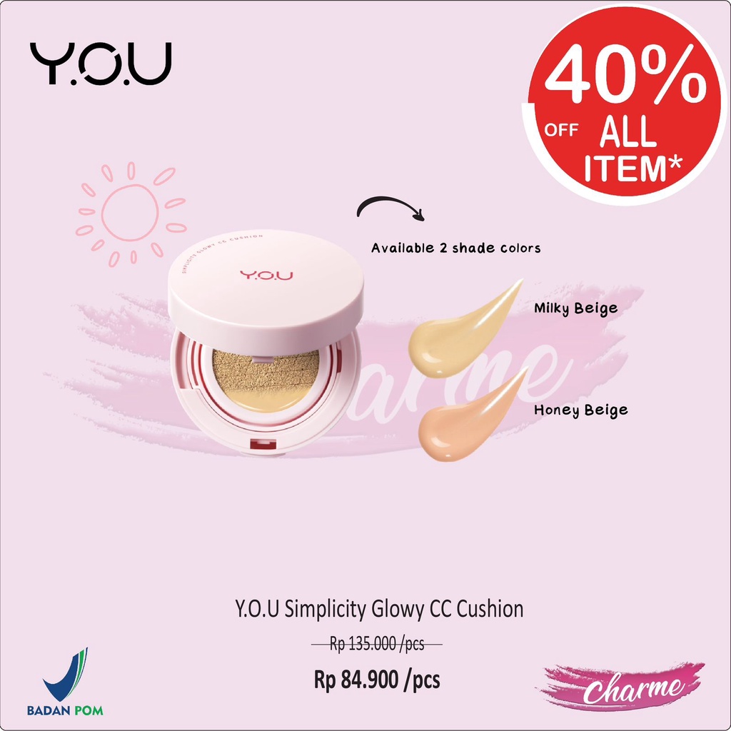 (READY &amp; ORI) Y.O.U YOU Simplicity Glowy CC Cushion BPOM 15gr