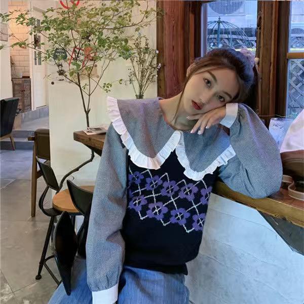 IMPORT FLOWERY WOMAN TEEN KNIT WOOL VEST KOREAN STYLE WINTER AUTUMN OUTFIT ROMPI RAJUT WANITA MUSIM DINGIN KOREA