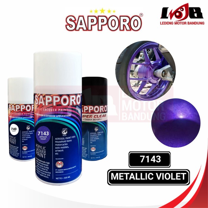 Sapporo 7143 Metallic Violet Cat Semprot Aerosol Pilox Ungu Metal