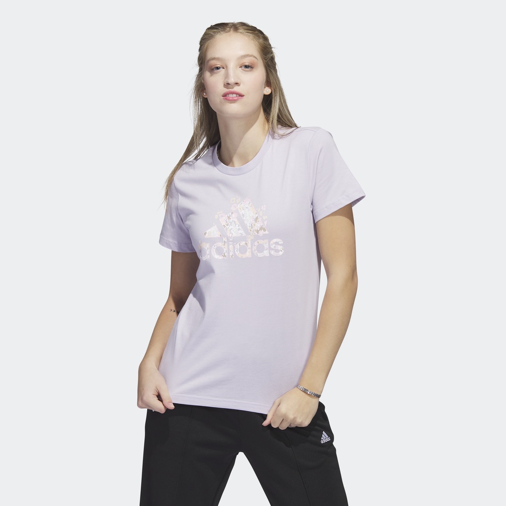 adidas T-Shirt Floral Badge of Sport Graphic Wanita Ungu H52232