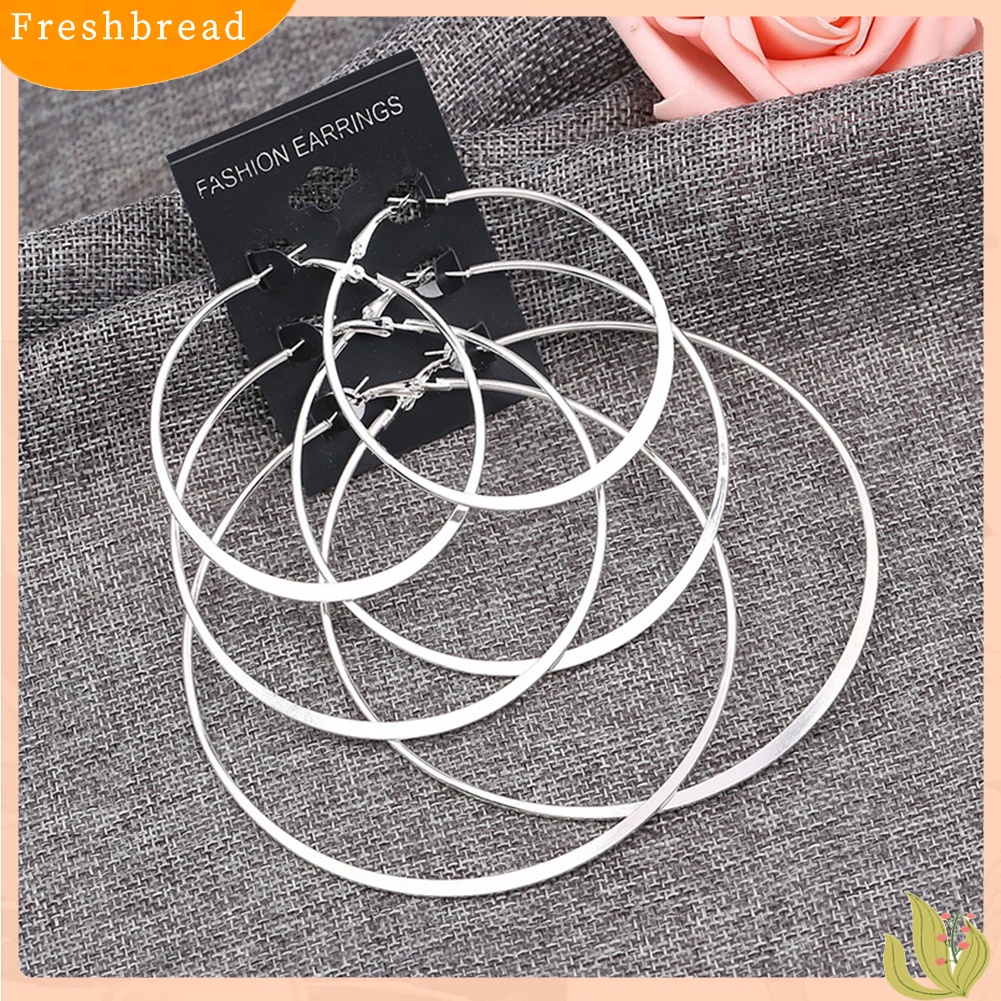 {In Stock} 3pasang Ukuran Yang Berbeda Mode Lingkaran Liontin Hoop Earrings Eardrop Jewelry
