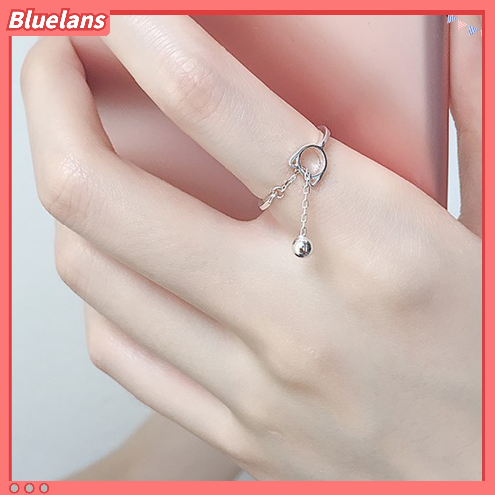 {In Stock} Wanita Fashion Berongga Bentuk Kucing Lonceng Kecil Liontin Rantai Terbuka Cincin Perhiasan Hadiah