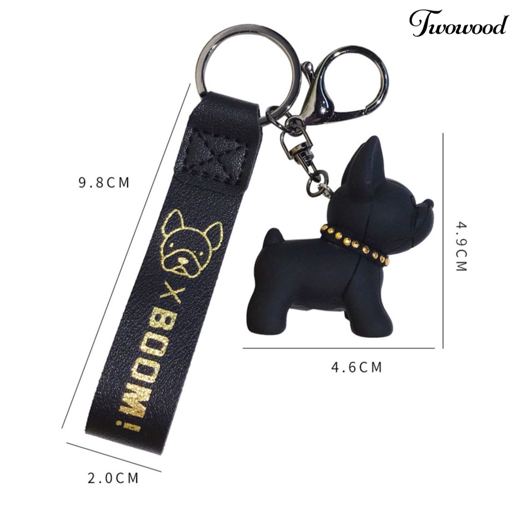 Twowood French Bulldog Gantungan Kunci 3D Resin Kerajinan Serbaguna Ransel Ornamen Hewan Lucu Anjing Key Ring Untuk Anak Perempuan