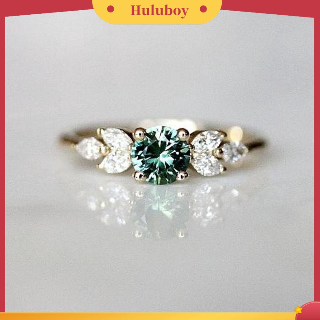 {Ready Stock} Lady Finger Ring Indah Berlian Imitasi Hijau Cubic Zircon Female Ring Untuk Pernikahan