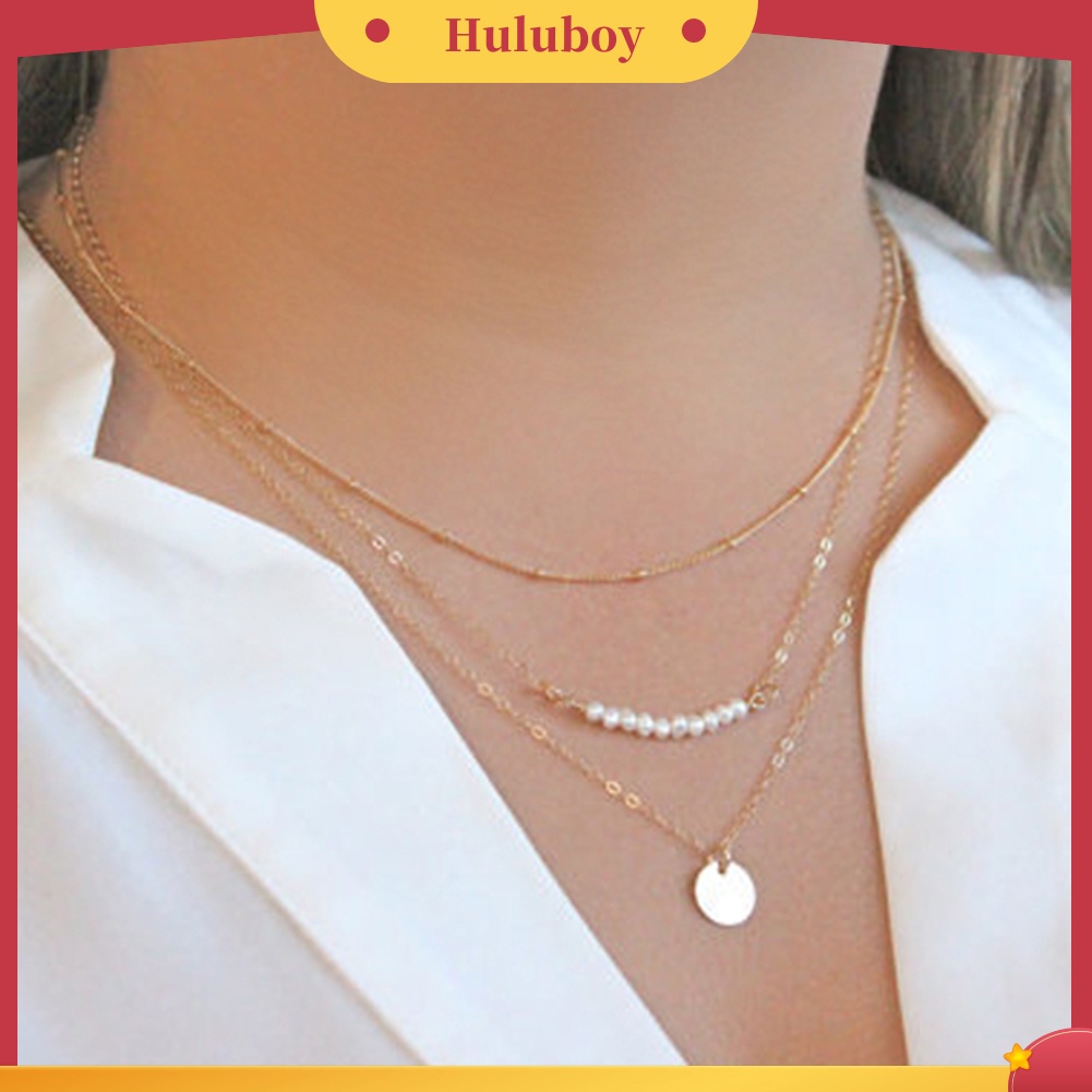 {Ready Stock} Mutiara Imitasi Bergaya Wanita Dipoles Pesona Liontin Tiga Lapisan Kalung