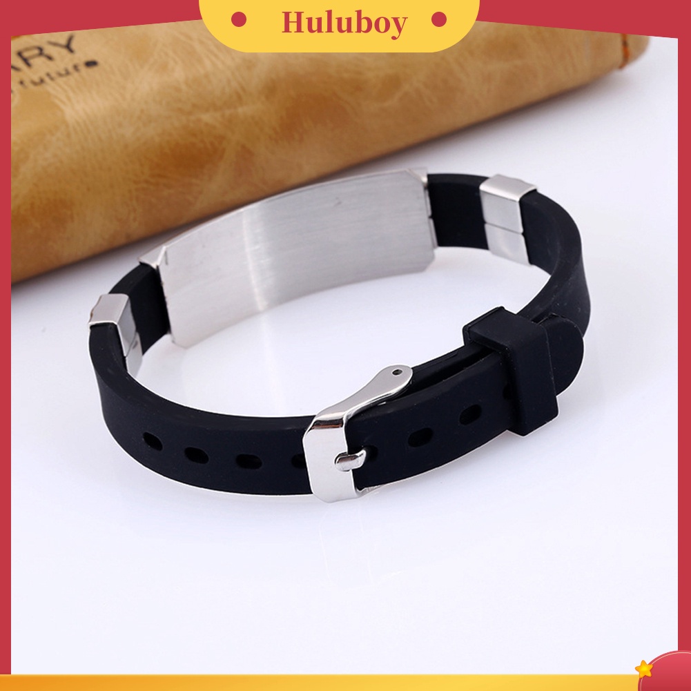 {Ready Stock} Gelang Tangan Pria Horoskop Stainless Steel Silikon Bangle Clasp Cuff Bracelet