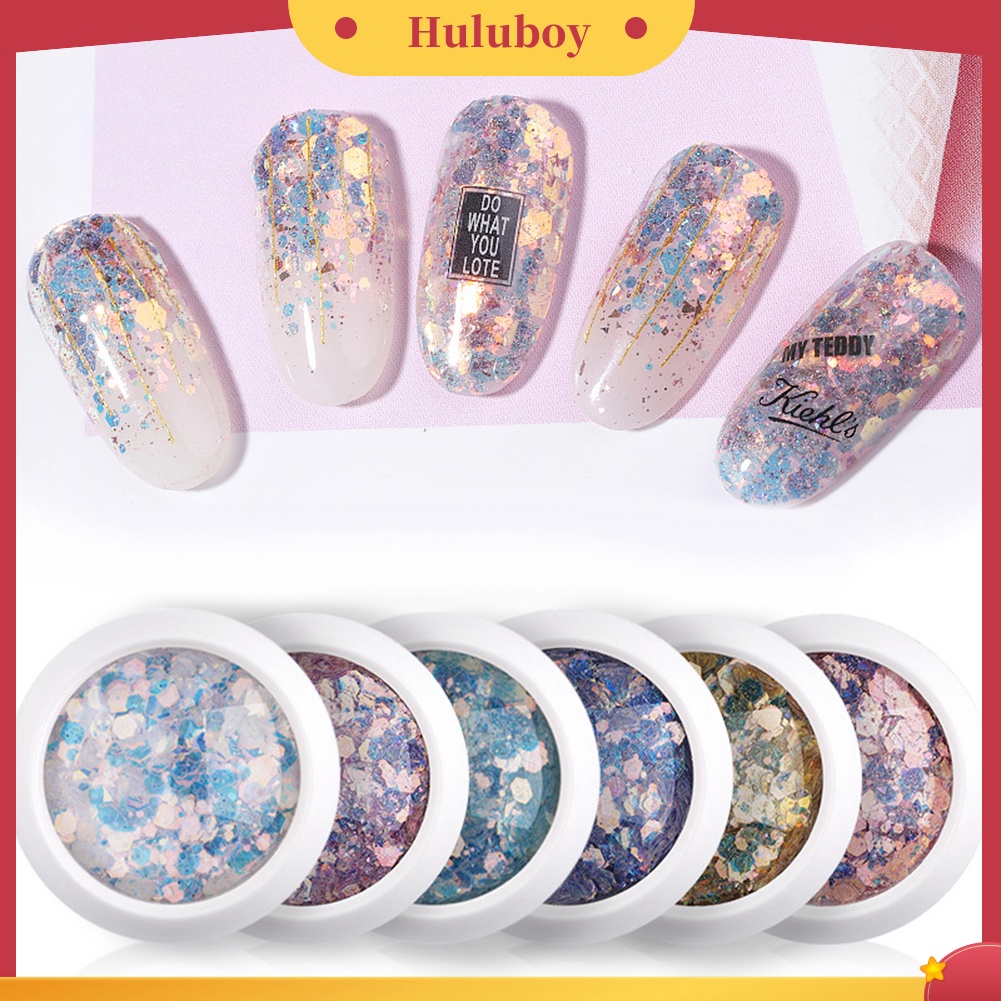 {In Stock} 3D Ukuran Mini Hologram Nail Art Sequin Glitter Powder Polish Dekorasi