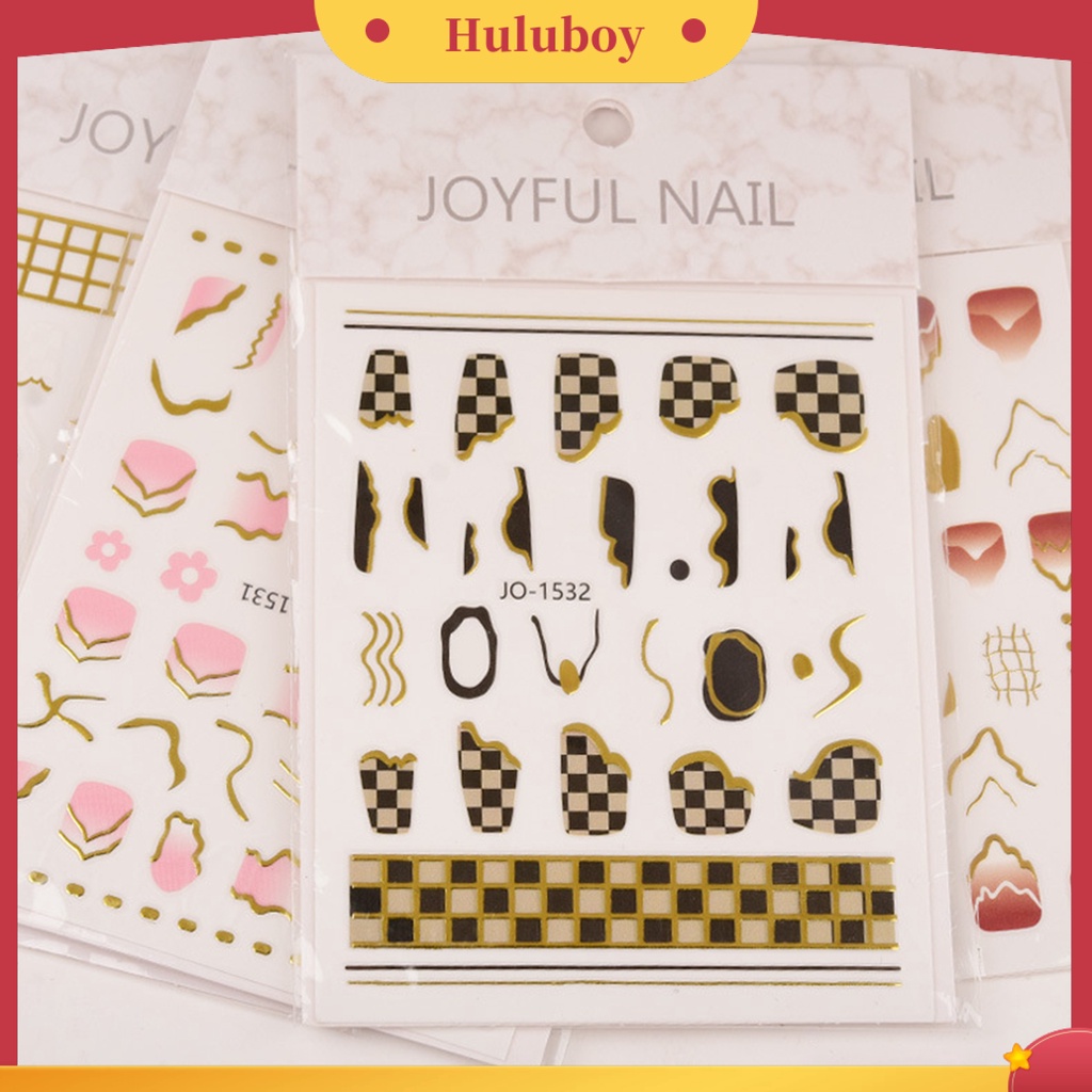 {In Stock} Nail Transfer Fabulous Efek 3D Ultra Tipis Dekorasi Stiker Sparkly Geometri Garis Decals Untuk Manicure