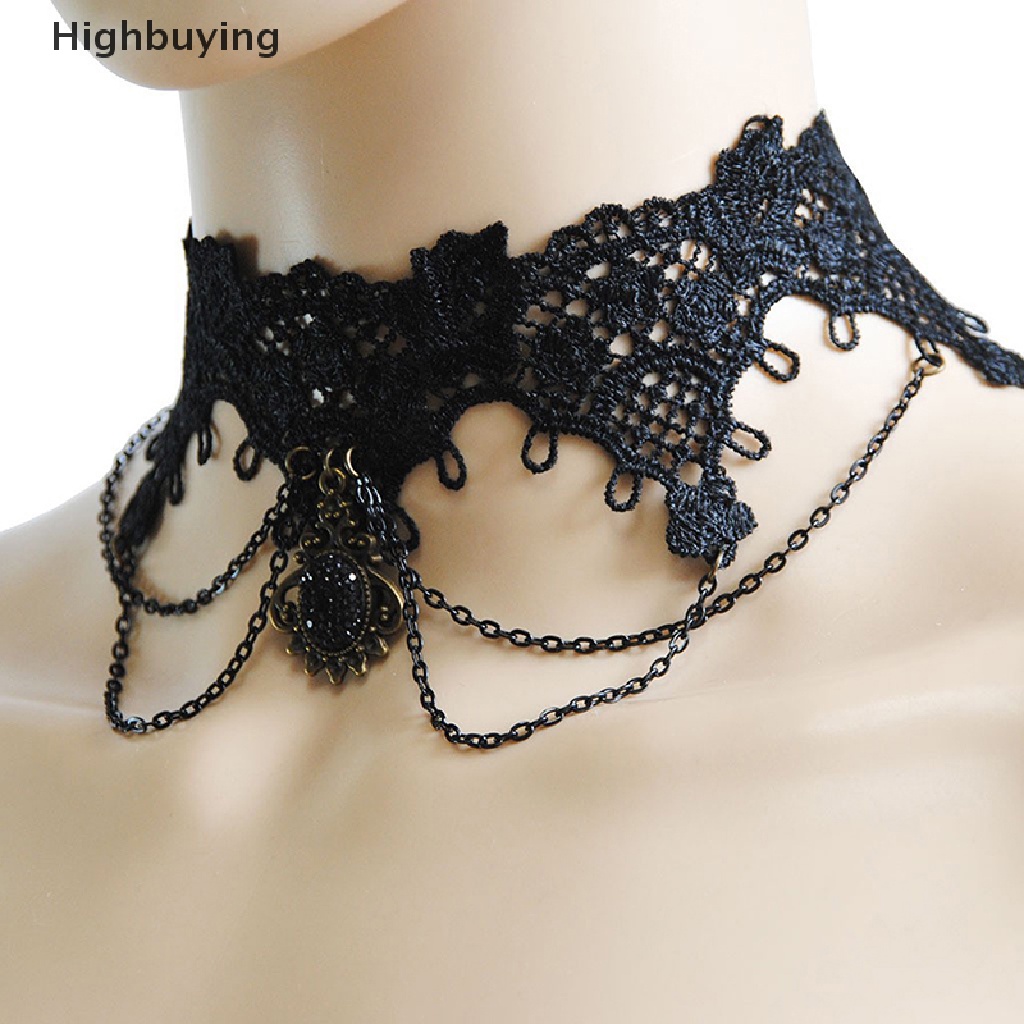 Hbid Renda Rumbai Rantai Gaya Punk Gothic Choker Kalung Ch Kalung Vintage Lace Glory