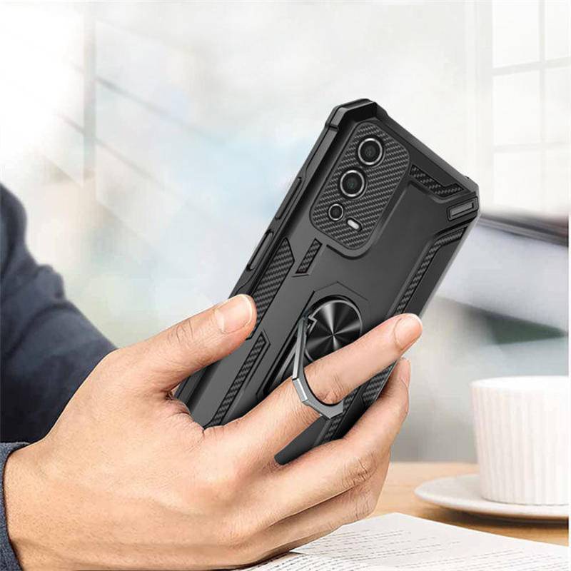 Casing Magnet Armor Shockproof Untuk OPPO A17K A36 A76 A53 A54 A74 A93 A55 A57 A7 F9 Pro A92 Serat Karbon Dudukan Mobil Carbon Kickstand Phone Cover