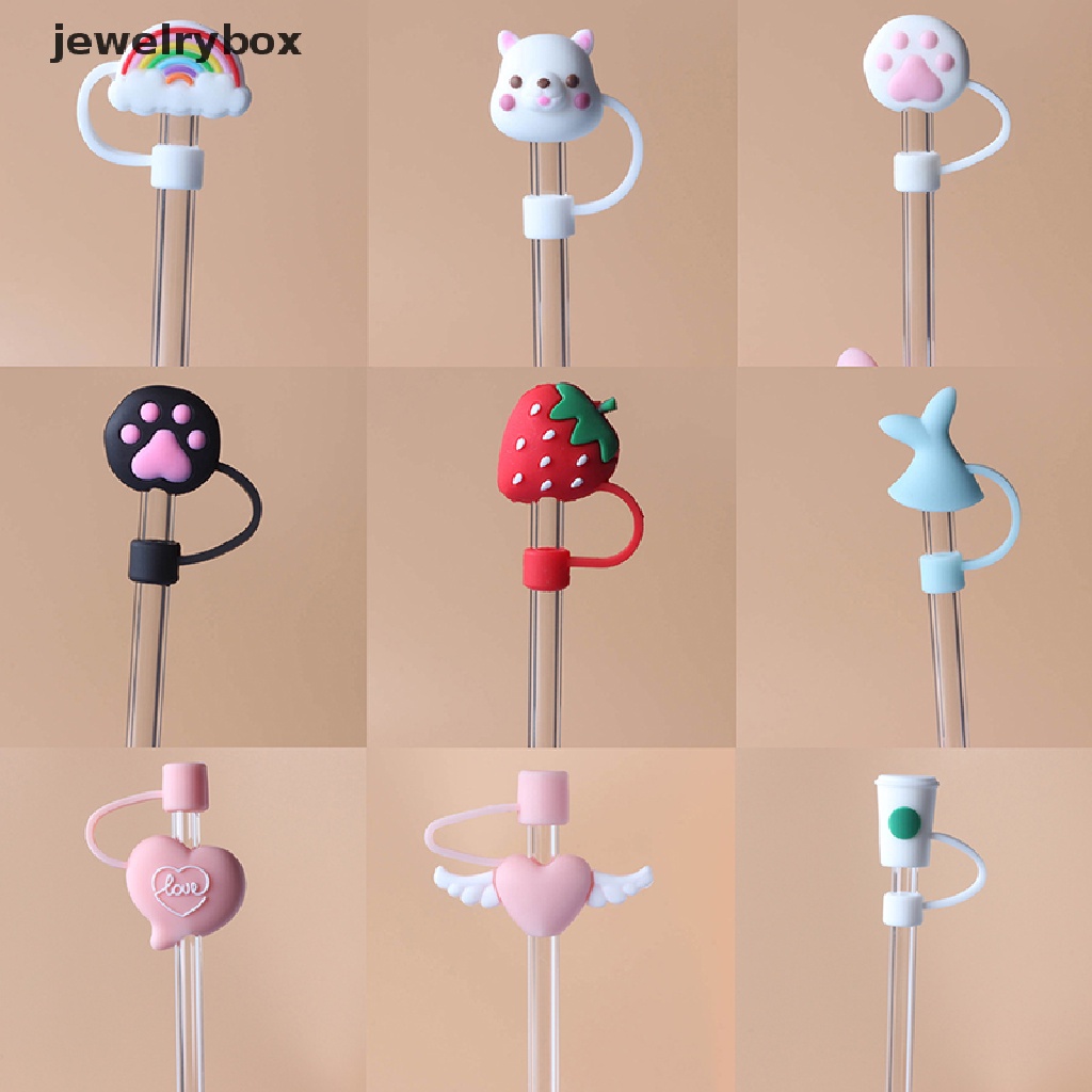 [jewelrybox] Topi Sedotan Kaca Tahan Debu Silikon Lucu Perlindungan Lingkungan Straw Cap Sedotan Debu Plug Aksesoris Butik