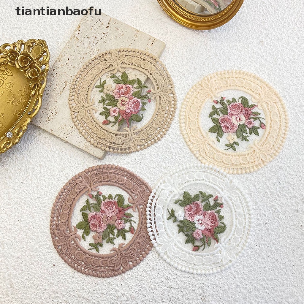 [tiantianbaofu] 11.8cm Vintage Lace Coaster Tatakan Bordir Craft Mangkok Cangkir Kopi Coaster Butik