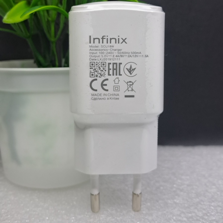 Travel Charger infinix 2.4A 18W Charger infinix smart 1 2 3 4 5 6 7 8 9 10 play max pro Cas Pengisi Daya Infinix Charger infinix Micro USB Fast Charging Original OEM 100% SC018W