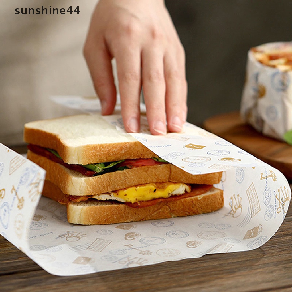 Sunshine 50lembar Kemasan Makanan Wax Paper Disposable Food Kertas Kue Anti Minyak ID