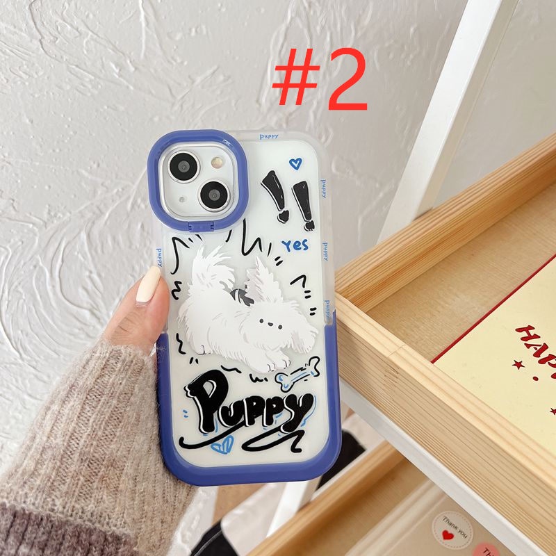 【2 Holder】Freak Out Kitty Puppy Girl Woman Soft Case iP iPhone X XR XS Max 11 12 13 14 + Plus Pro Max FTD Casing Apple