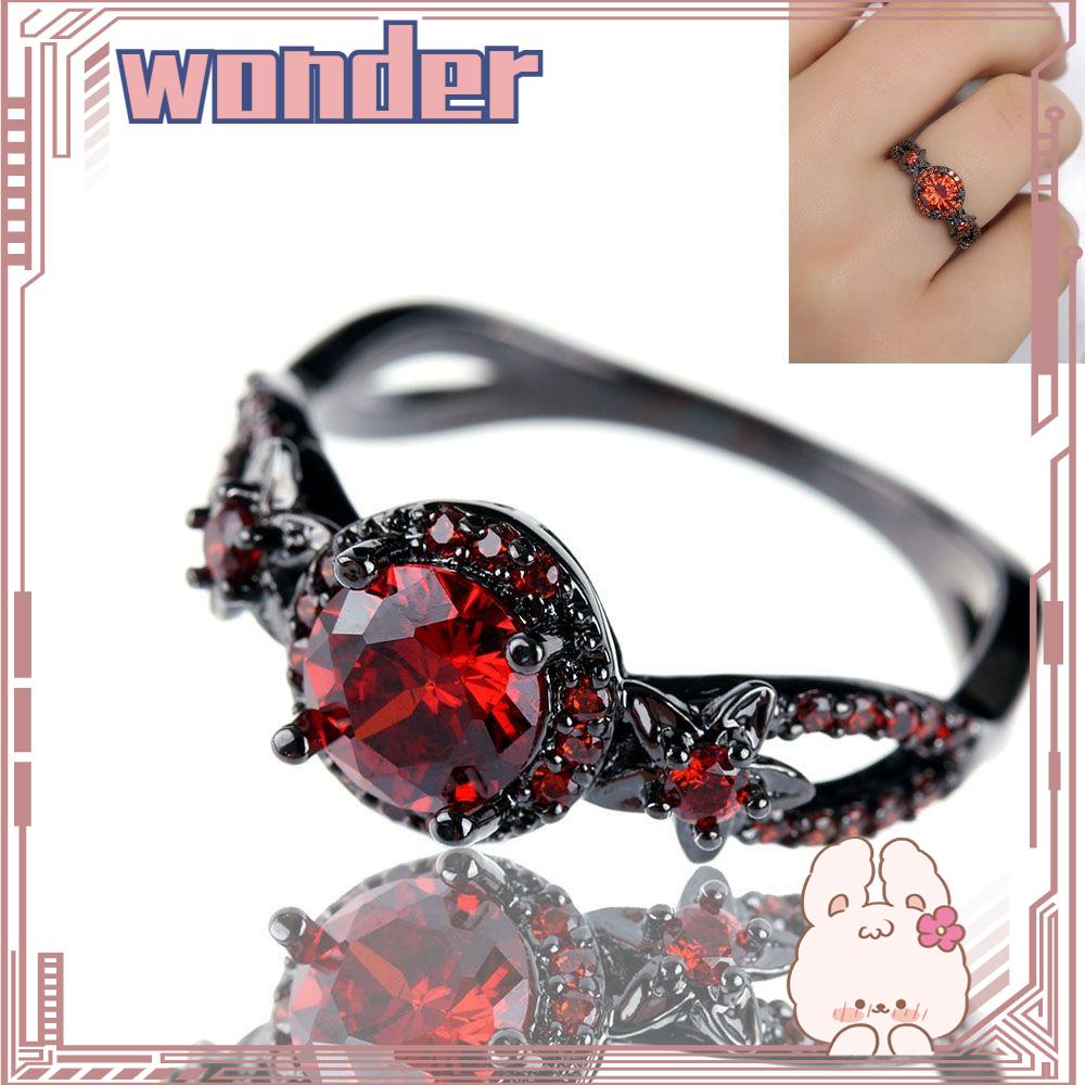 Wonder Cincin Kawin Perhiasan Tunangan Fashion Hitam Isi Emas