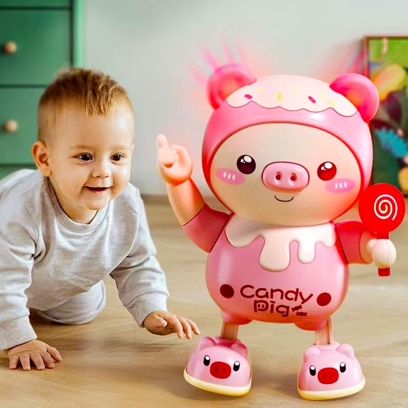 Mainan Menari Babi Peliharaan Baru Dengan Musik Lampu Ayun Babi Lucu Kartun Hewan Mainan Bayi Untuk Hadiah Ulang Tahun Tahun Baru Xmas