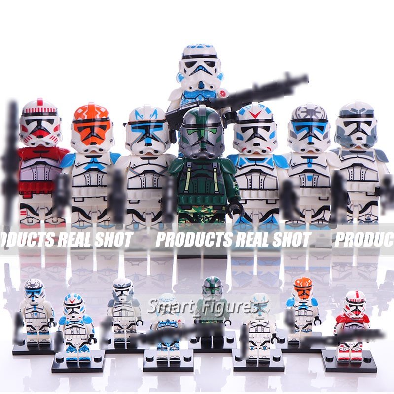 Star Wars Set Seri Mini Figure Biru Dan Putih Porcelain Clone Legion Stormtrooper Republik Commando Puzzle Rakitan Blok Bangunan Mainan