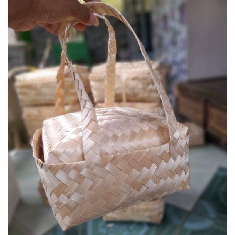 

besek jinjing natural free warna | besek bambu hampers lebaran