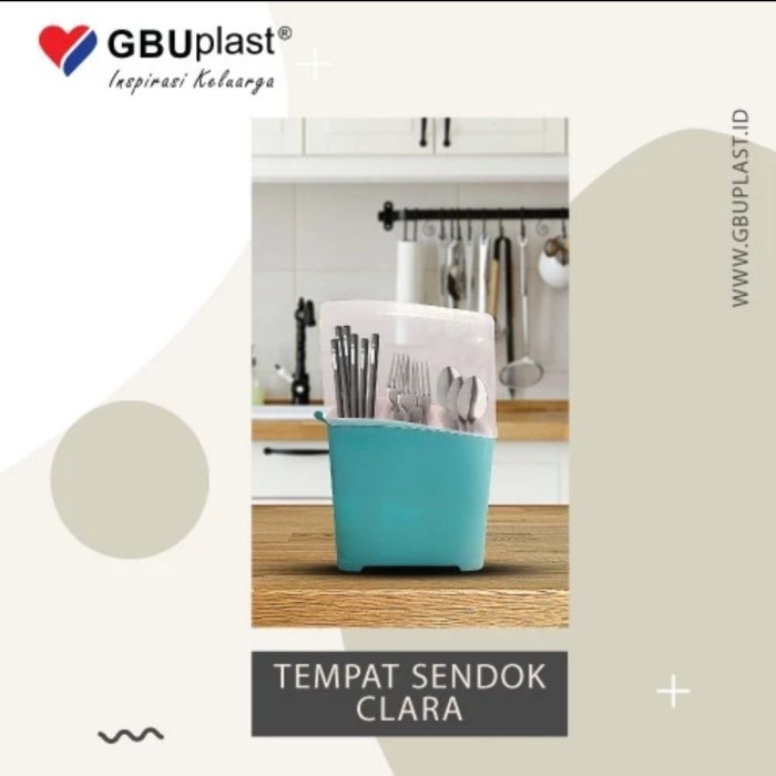 Tempat Wadah Sendok Garpu 3 Sekat +Tutup Bening CLARA GBU PLAST