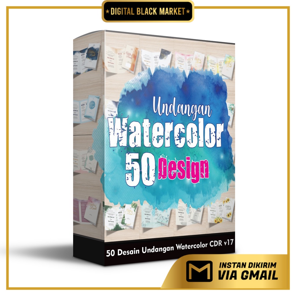 50 Desain Undangan Watercolor CorelDraw v22