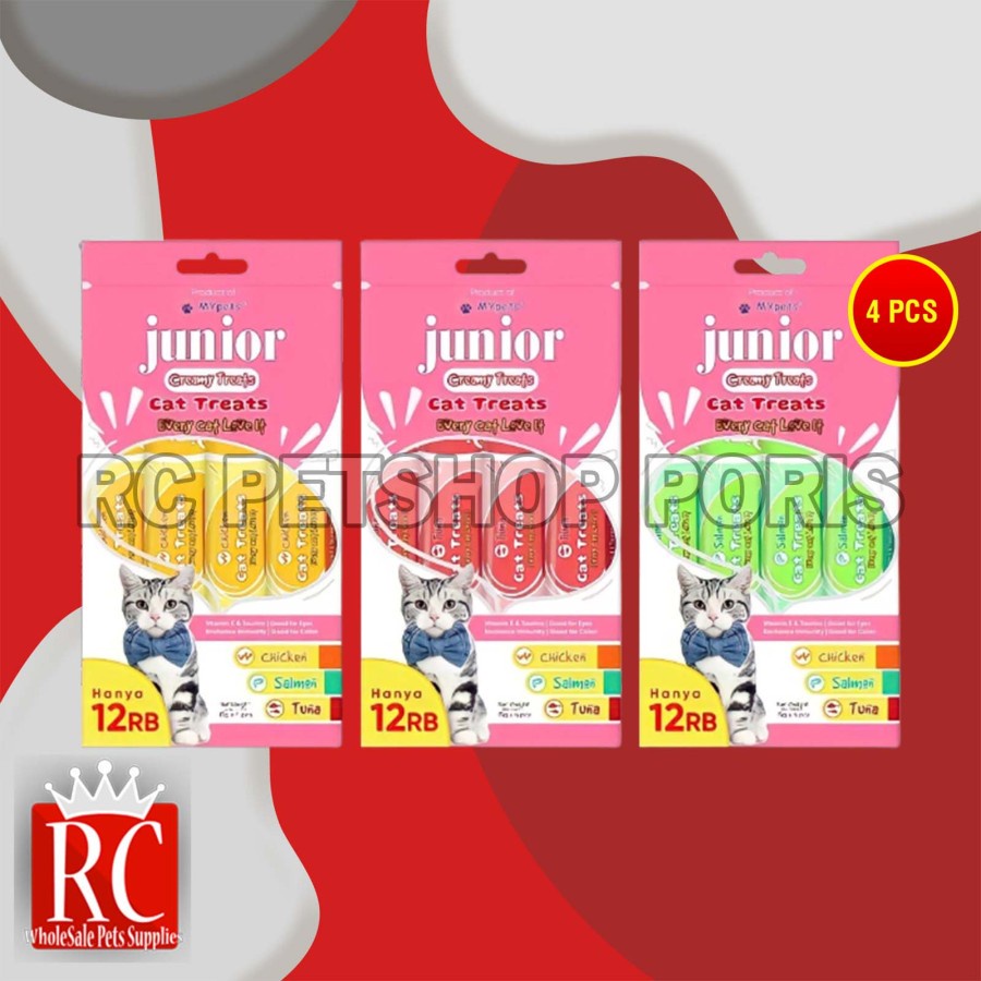 Junior Creamy Treats Cemilan Kucing Cat Food Snack 15GR X 4 Pcs