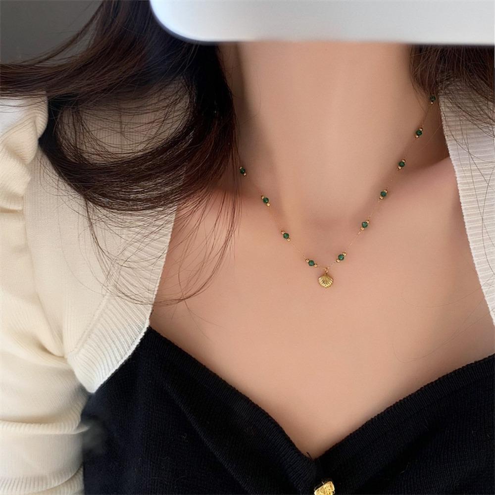 Mxbeauty Kalung Wanita Trendy Manik Pesta Menawan Retro Kristal Gaya Korea Necklace