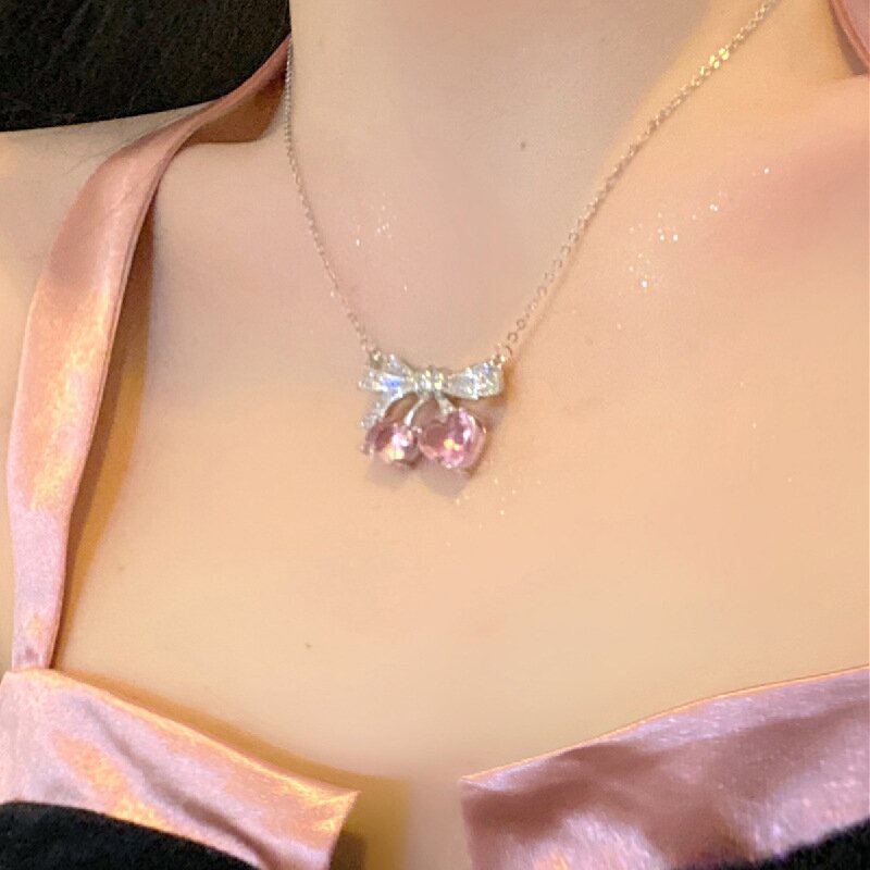 Kalung Hati Ikatan Simpul Fashion Zircon Alloy Untuk Wanita